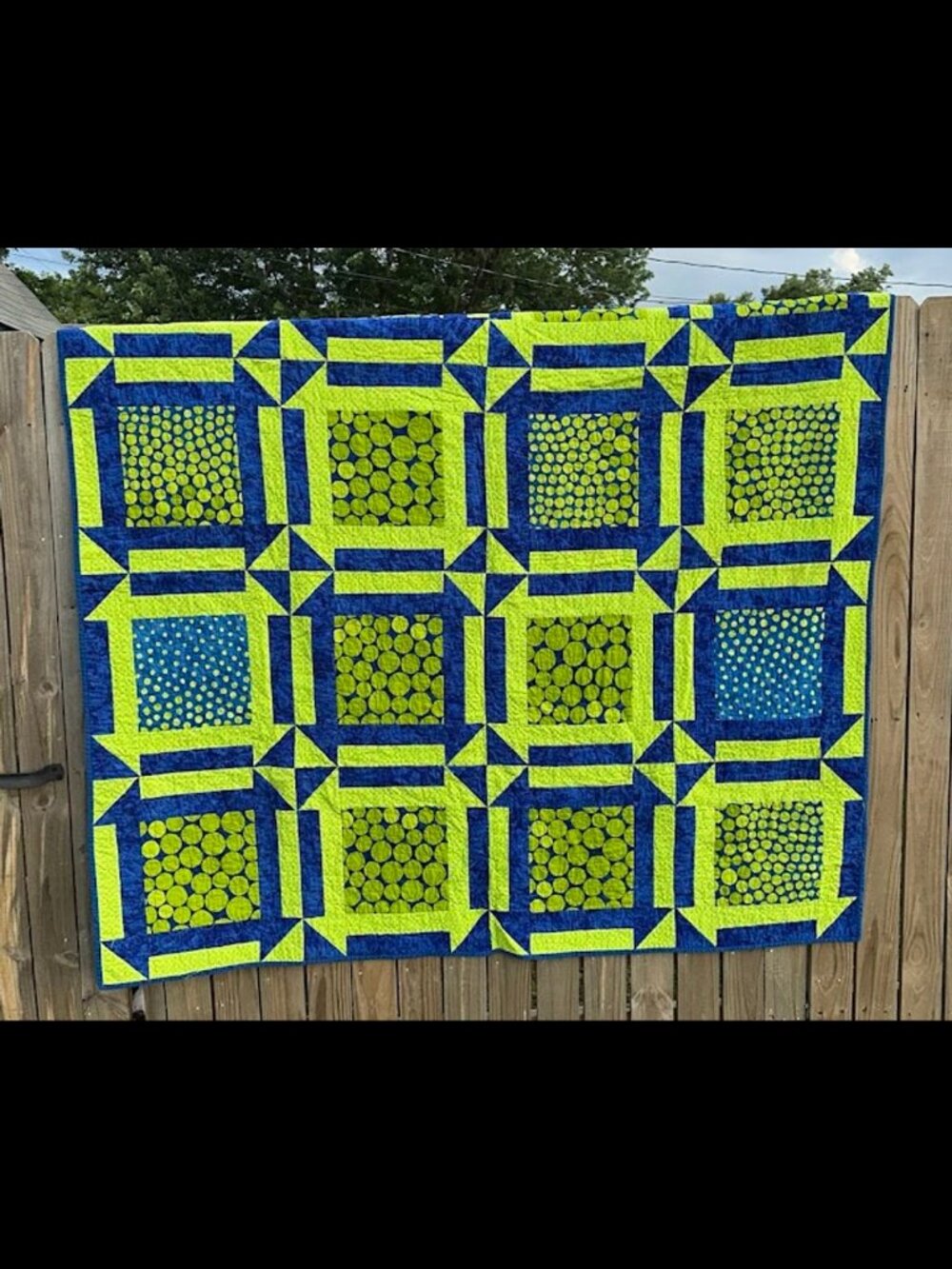 Machine Sewn Square Floral Green/Blue Quilt - Twin XL or 68"x68"
